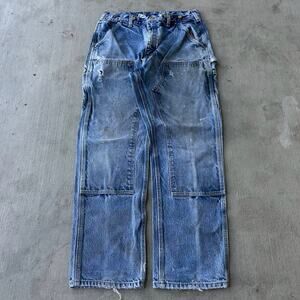 Vintage Y2K Carhartt denim blue jeans double knee work wear carpenter pants